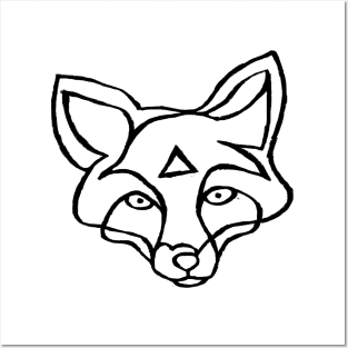 Fox Face Line Drawing for Fox Lover Posters and Art